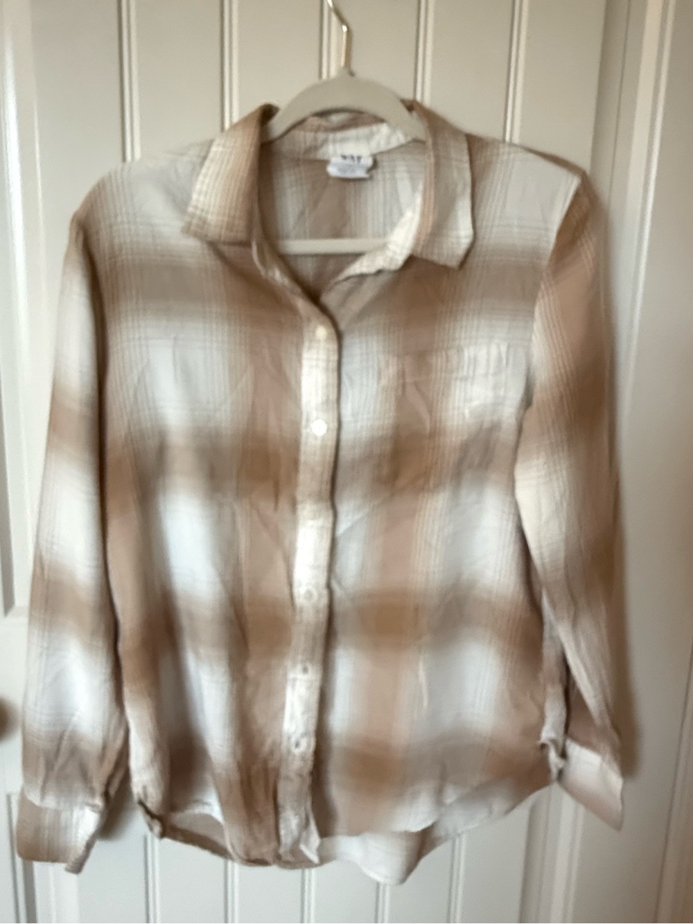 GAP Beige Plaid Button-Down Shirt